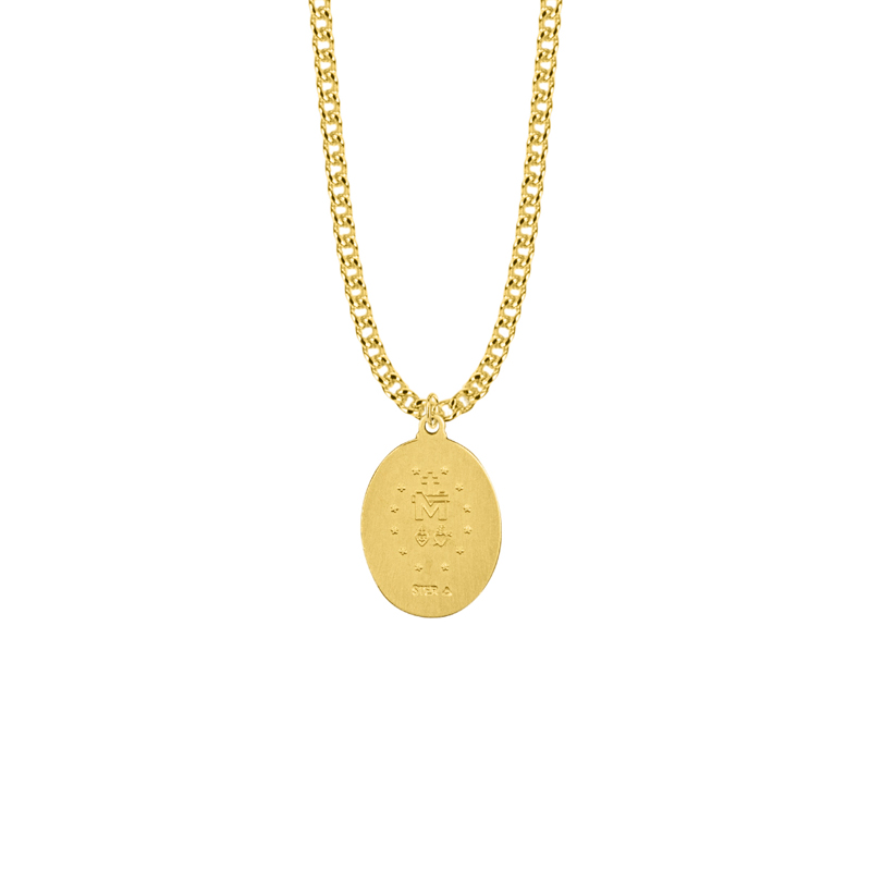 Miraculous Medal — 18KT Gold Plated Sterling Silver | Black Enamel Border | Marian Gift | Catholic Gift | Faith Keepsake