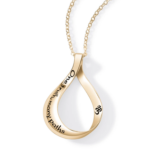 One Truth, Many Paths "Om" Teardrop Mobius Necklace