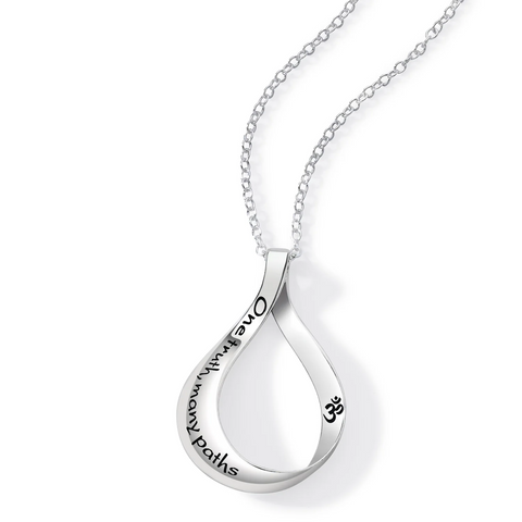 One Truth, Many Paths "Om" Teardrop Mobius Necklace
