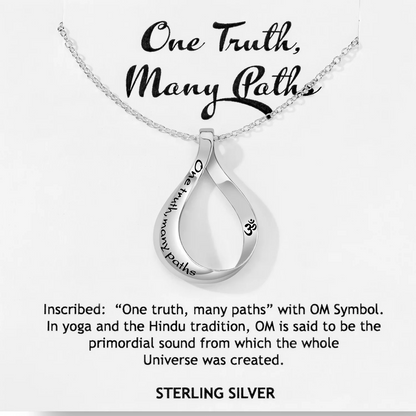 One Truth, Many Paths "Om" Teardrop Mobius Necklace