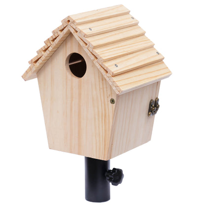Outdoor Bluebird House with Baby Steps – Durable Pine, T-Post Mountable Adaptor Included