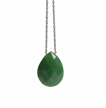 Faceted Nephrite Jade Teardrop Pendant 17*22mm