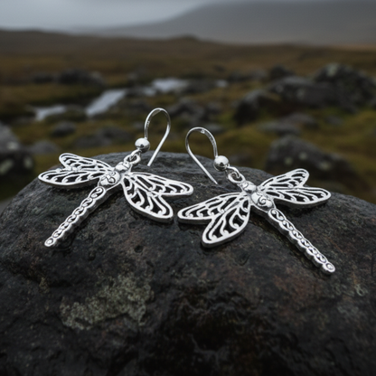 Triple Spiral Dragonfly Earrings