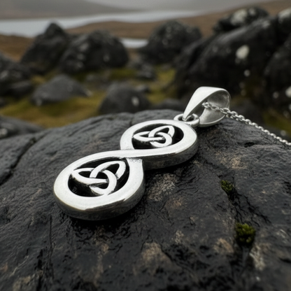 Trinity Knot Infinity Necklace in Sterling Silver