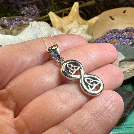 Trinity Knot Infinity Necklace in Sterling Silver