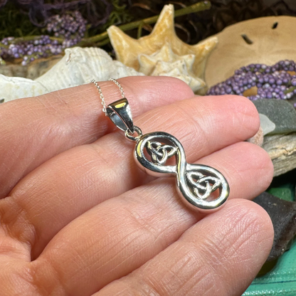 Trinity Knot Infinity Necklace in Sterling Silver