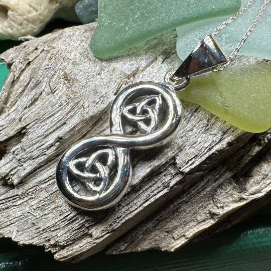 Trinity Knot Infinity Necklace in Sterling Silver
