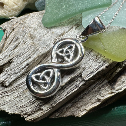 Trinity Knot Infinity Necklace in Sterling Silver