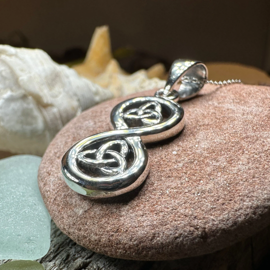 Trinity Knot Infinity Necklace in Sterling Silver