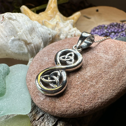 Trinity Knot Infinity Necklace in Sterling Silver