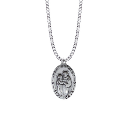 Saint Anthony Sterling Silver Oval Saints Medal - Patron Saint of Lost Things