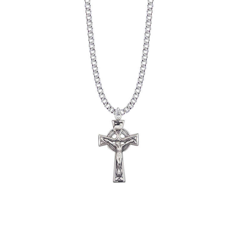 Satin Finish Celtic Crucifix - Sterling Silver