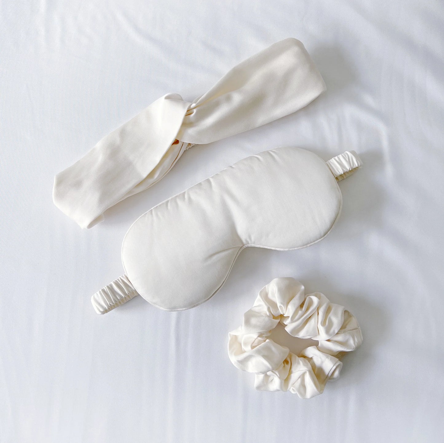 Self Care Bamboo Sleep Bundle - Eye Mask, Hair Band and Scrunchie