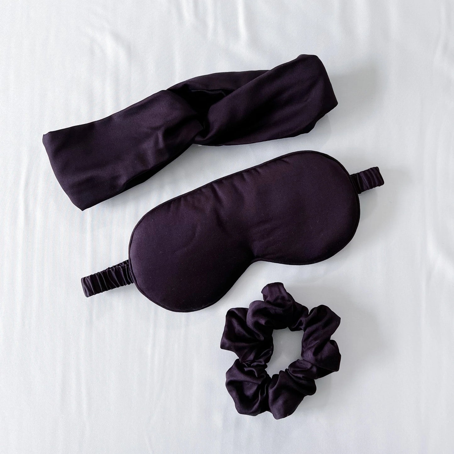 Self Care Bamboo Sleep Bundle - Eye Mask, Hair Band and Scrunchie