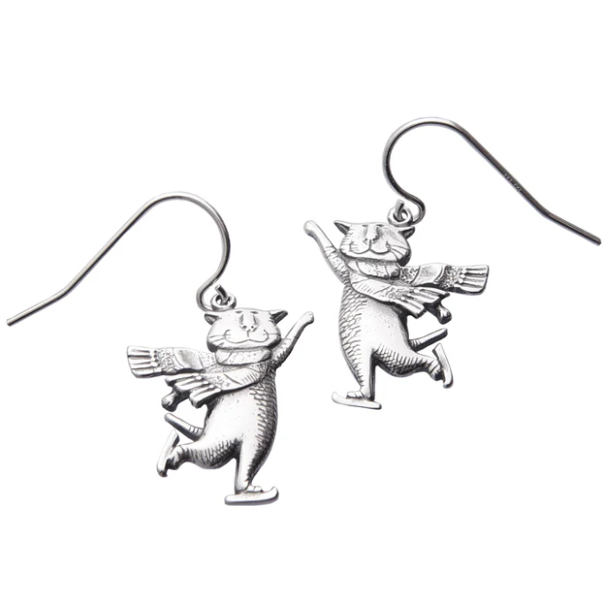 Skating Cat Earrings - Edward Gorey
