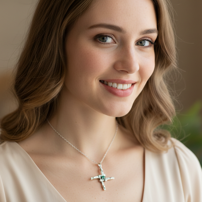 Springtime Irish Saint Brigid's Cross Necklace in Sterling Silver
