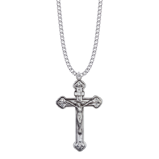 Sterling Silver Clover Ends Crucifix Necklace | Catholic Crucifix | Gift for Priest | Confirmation Gift | Irish Catholic Gift
