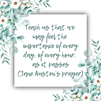 Jane Austen's Prayer - The Importance of Every Day - Heart Ribbon Necklace