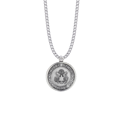 Saint Michael Sterling Silver Medal with Army Symbol - Patron Saint of the Military