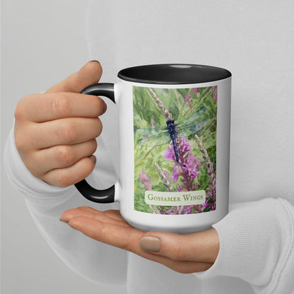 Gossamer Wings — 15 oz Large Ceramic Mug | Dragonfly Watercolor Art | Sacred Garden Collection