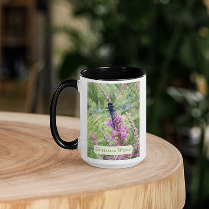 Gossamer Wings — 15 oz Large Ceramic Mug | Dragonfly Watercolor Art | Sacred Garden Collection