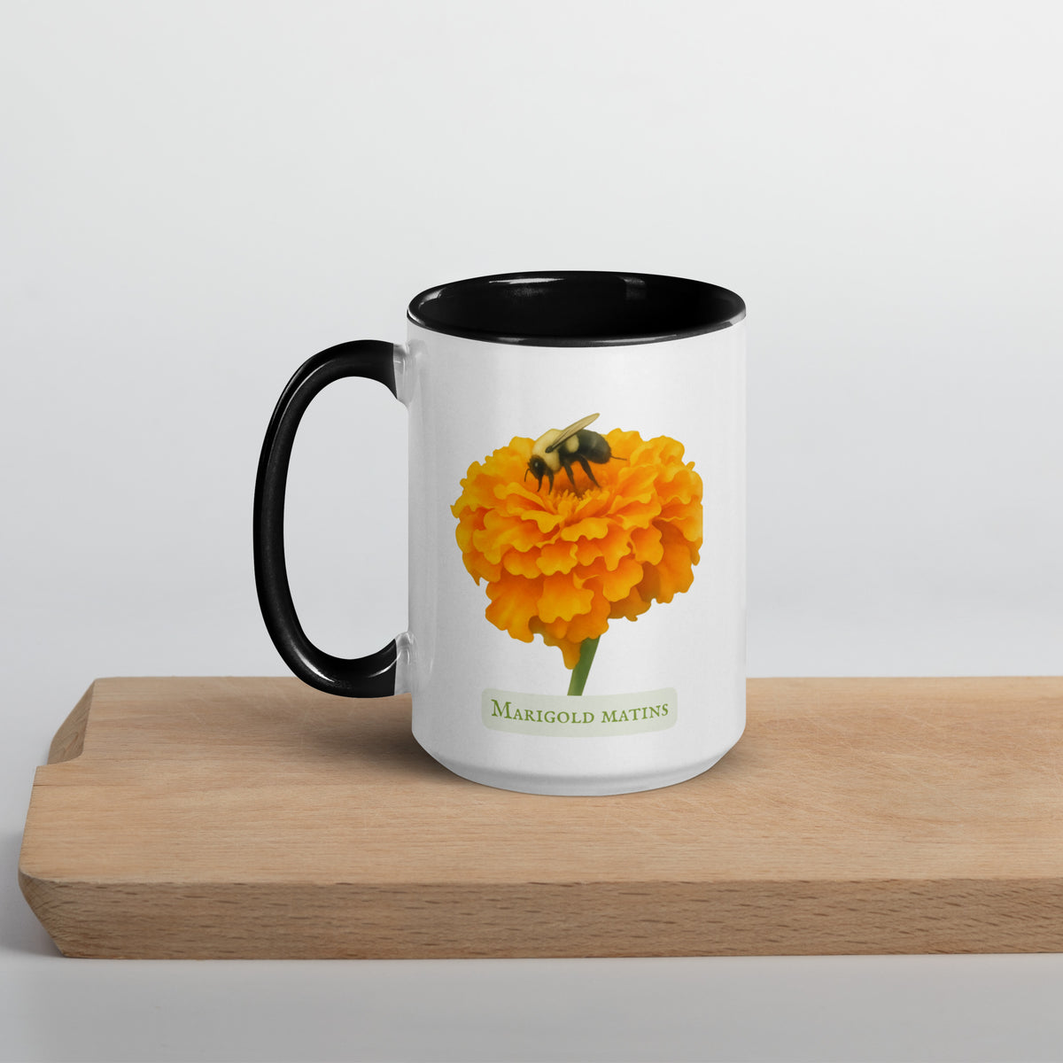 Marigold Matins — 15 oz Large Ceramic Mug | Botanical Watercolor Art | Sacred Garden Collection