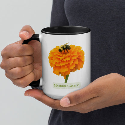Marigold Matins — 15 oz Large Ceramic Mug | Botanical Watercolor Art | Sacred Garden Collection