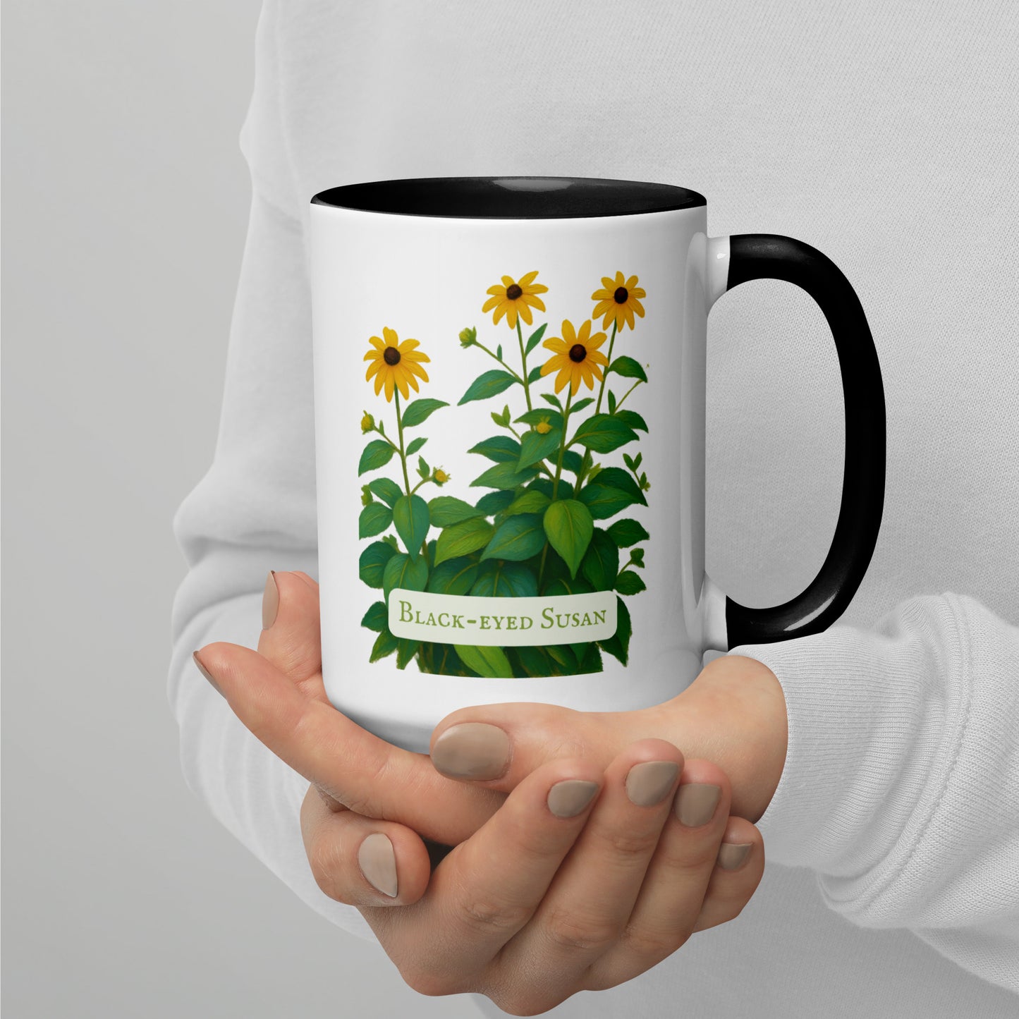 Black-Eyed Susan — 15 oz Large Ceramic Mug | Wildflower Art | Sacred Garden Collection