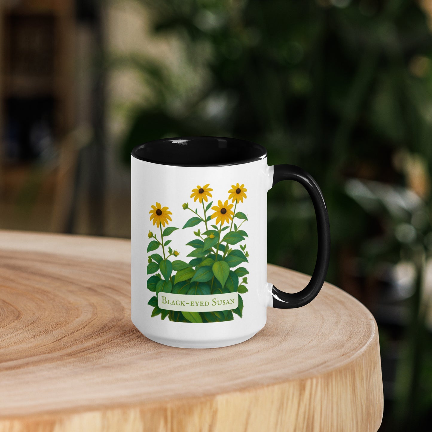 Black-Eyed Susan — 15 oz Large Ceramic Mug | Wildflower Art | Sacred Garden Collection