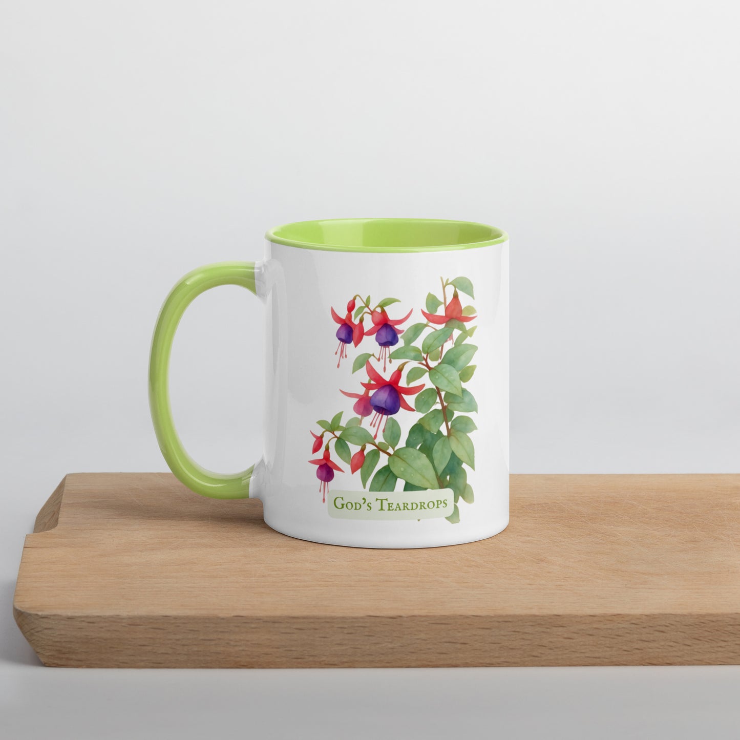 God's Teardrops — 11 oz Ceramic Mug | Fuchsia Watercolor Art | Sacred Garden Collection