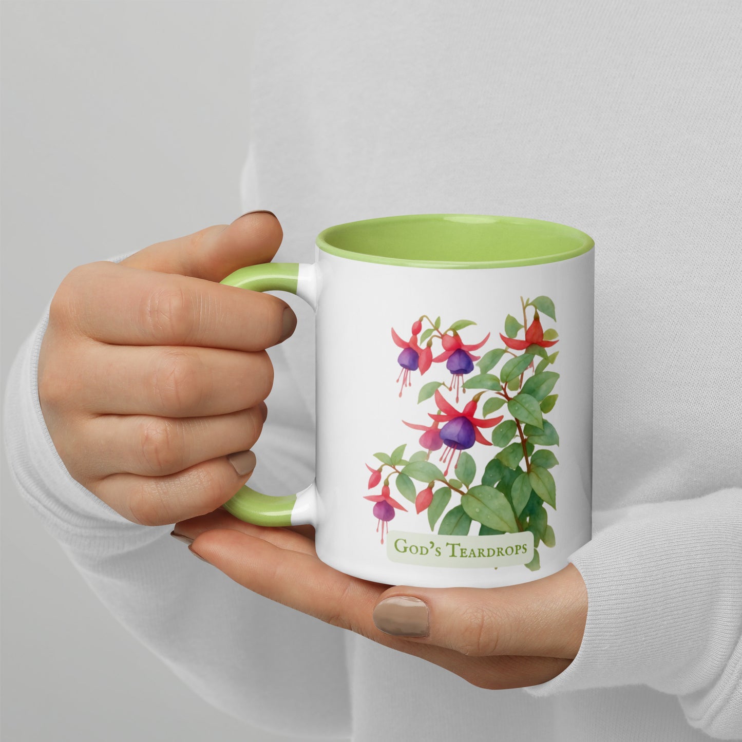 God's Teardrops — 11 oz Ceramic Mug | Fuchsia Watercolor Art | Sacred Garden Collection