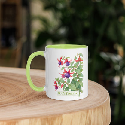 God's Teardrops — 11 oz Ceramic Mug | Fuchsia Watercolor Art | Sacred Garden Collection