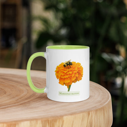 Marigold Matins — 11 oz Ceramic Mug | Botanical Watercolour Art | Sacred Garden Collection
