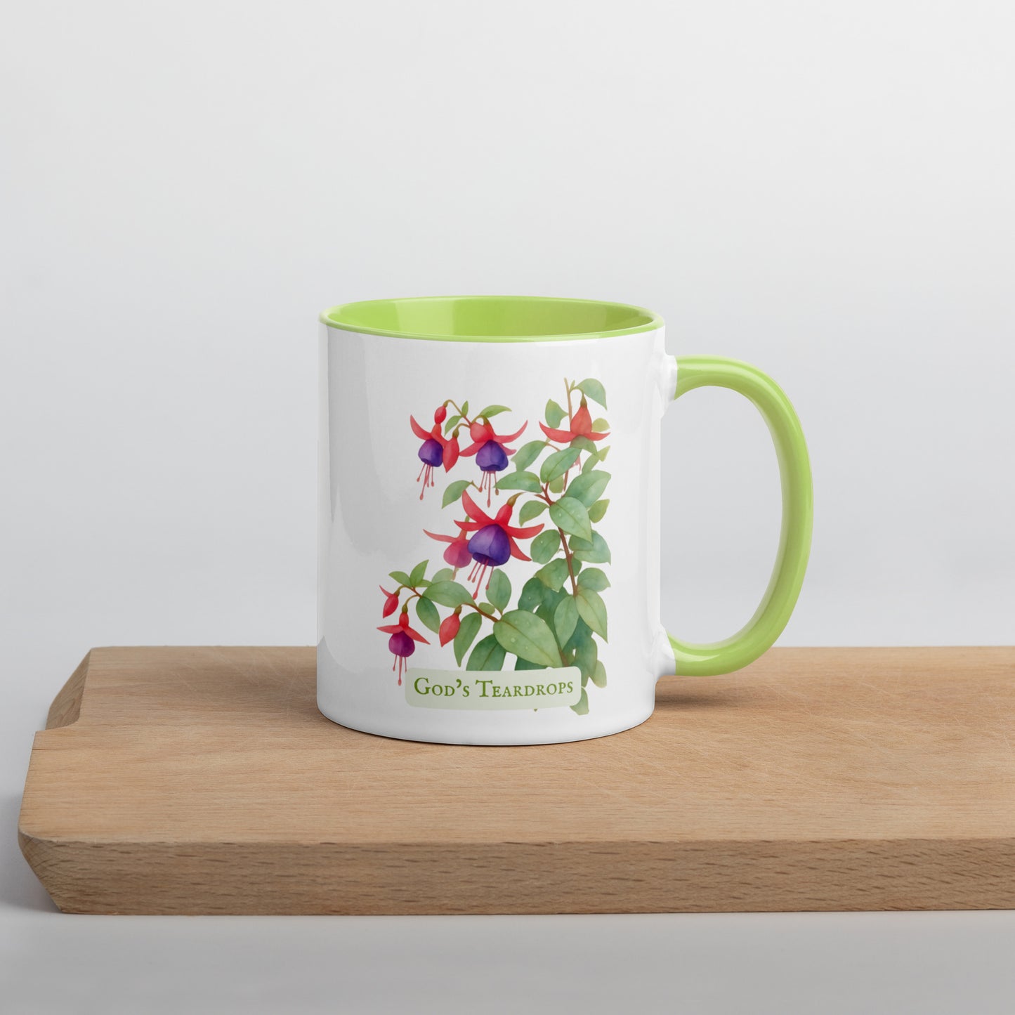 God's Teardrops — 11 oz Ceramic Mug | Fuchsia Watercolor Art | Sacred Garden Collection