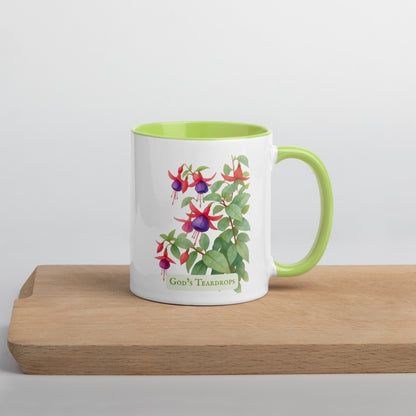 God's Teardrops — 11 oz Ceramic Mug | Fuchsia Watercolor Art | Sacred Garden Collection