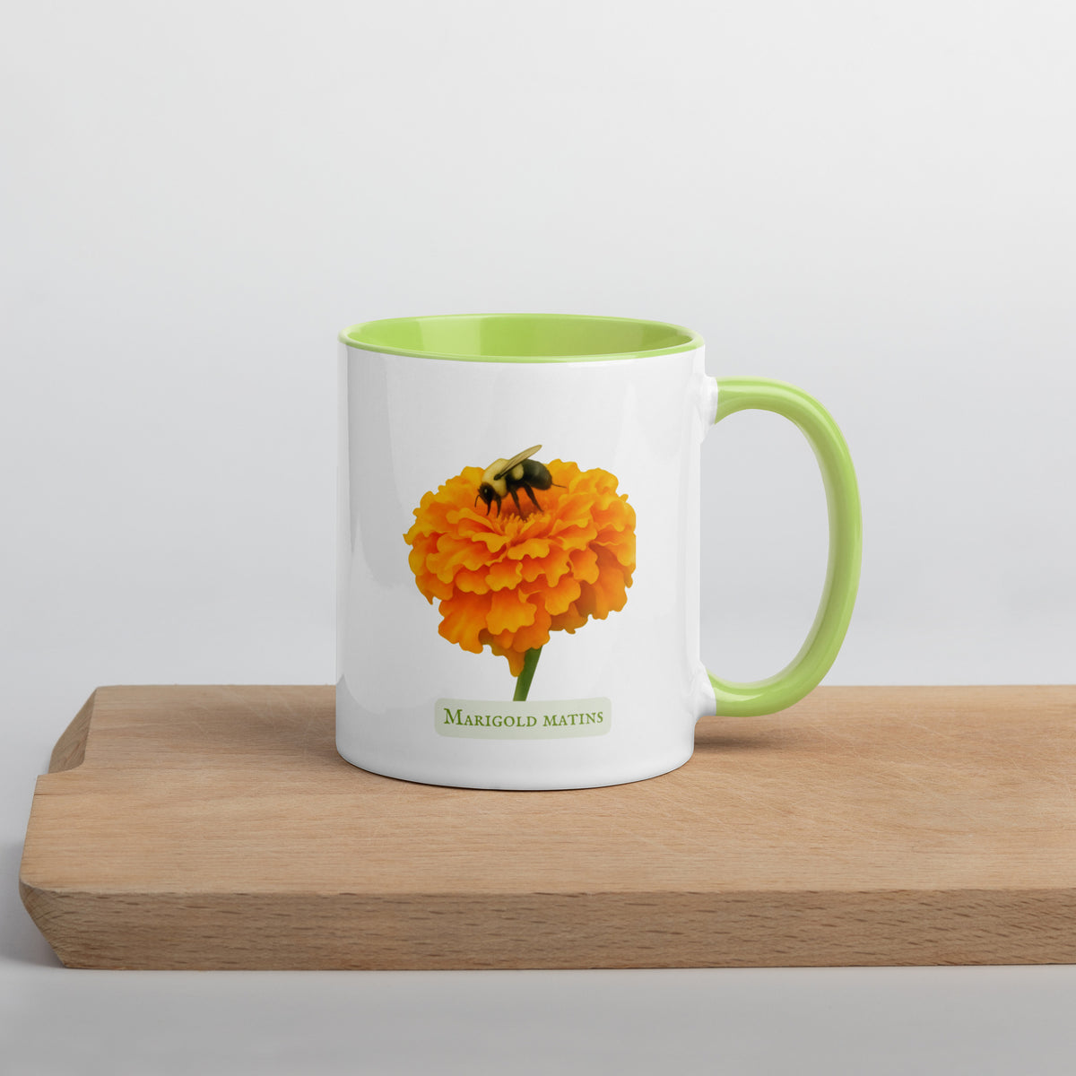 Marigold Matins — 11 oz Ceramic Mug | Botanical Watercolour Art | Sacred Garden Collection