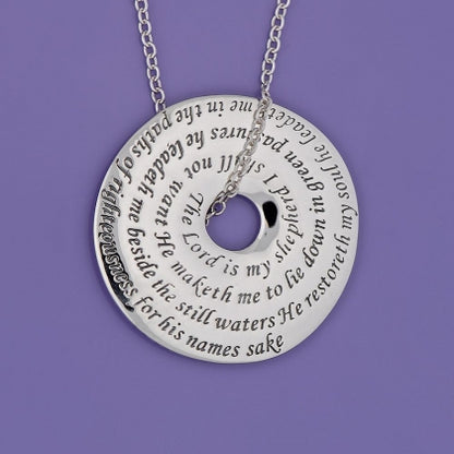 23rd Psalm "The Lord Is My Shepherd" Pi Disc Necklace