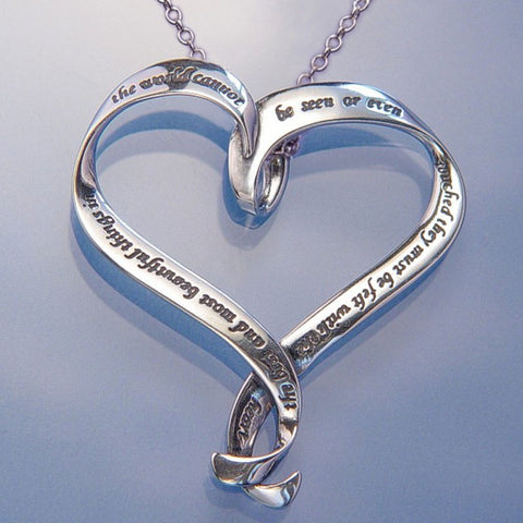Best and Most Beautiful (Helen Keller) - Heart Ribbon Necklace