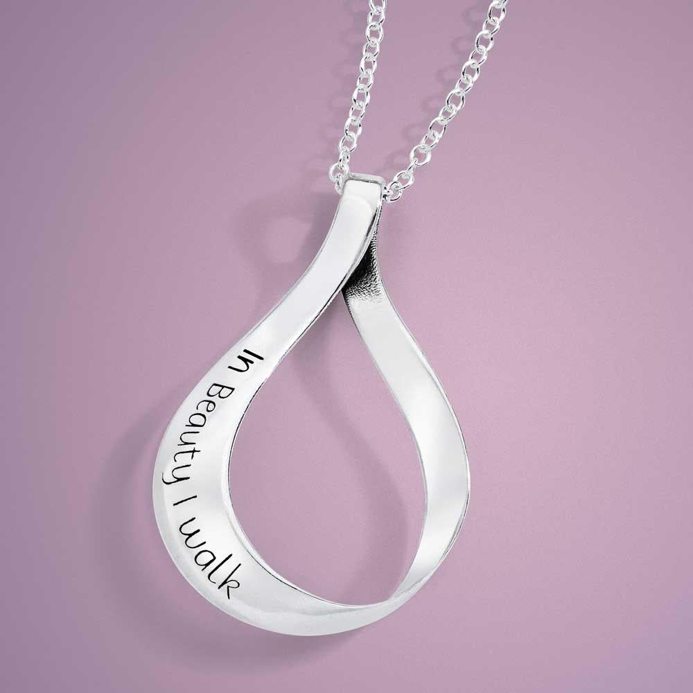 In Beauty I Walk (Navajo Prayer)- Teardrop Mobius Necklace