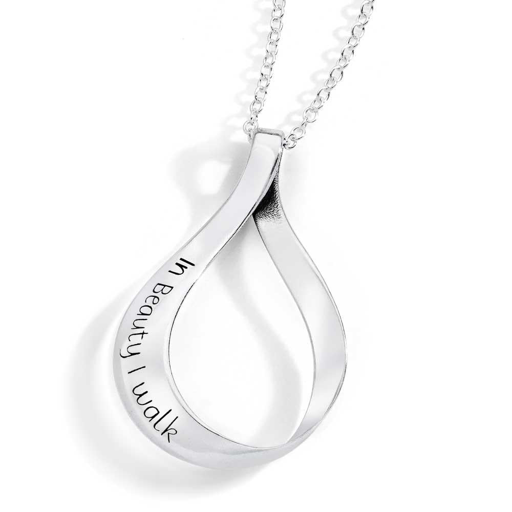 In Beauty I Walk (Navajo Prayer)- Teardrop Mobius Necklace