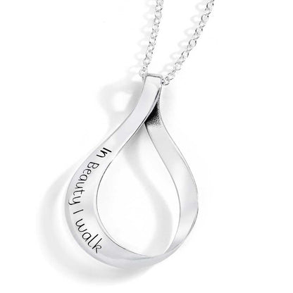 In Beauty I Walk (Navajo Prayer)- Teardrop Mobius Necklace