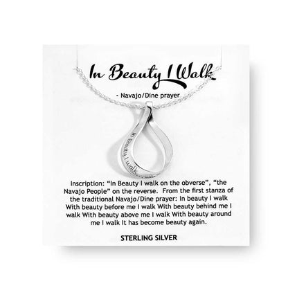 In Beauty I Walk (Navajo Prayer)- Teardrop Mobius Necklace