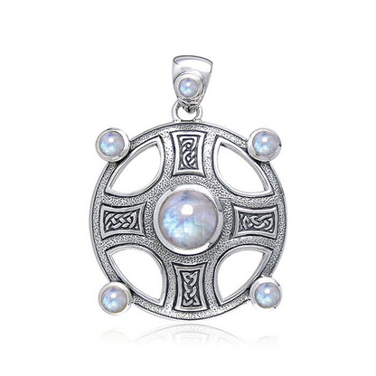 Celtic Knotwork Harmony Cross Necklace with Gemstones