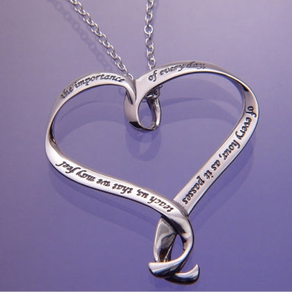 Jane Austen's Prayer - The Importance of Every Day - Heart Ribbon Necklace