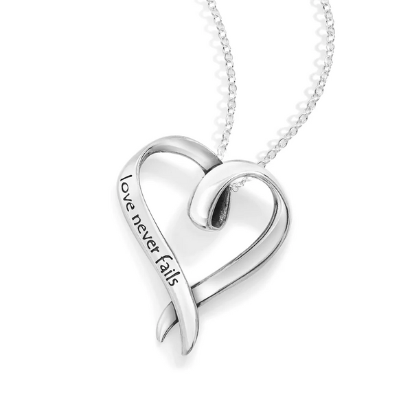 Love Never Fails (First Corinthians) - Heart Necklace