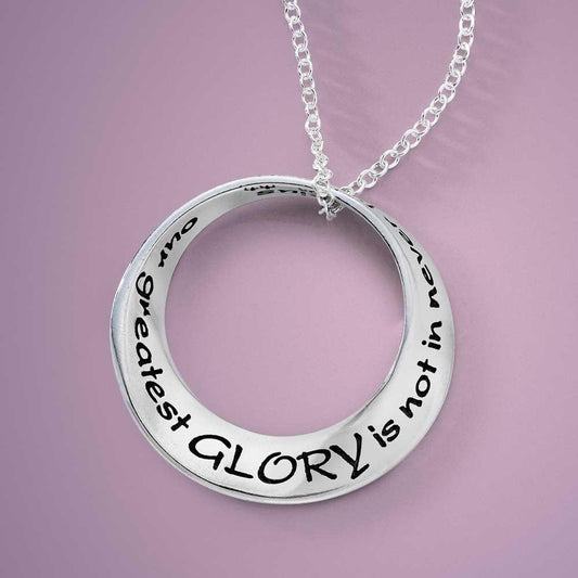 Our Greatest Glory Is Rising Every Time We Fall (Confucius) - Mobius Necklace