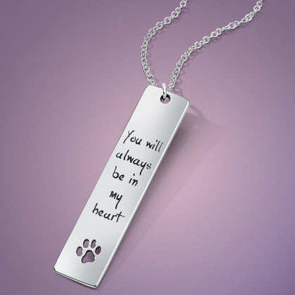 You Will Always Be In My Heart - Sterling Silver Paw Print Necklace