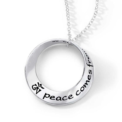 Peace Comes from Within (with Tibetan OM Symbol) - Mobius Necklace