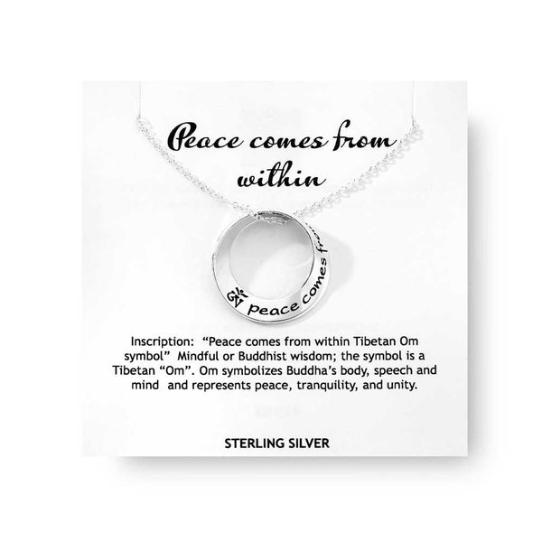 Peace Comes from Within (with Tibetan OM Symbol) - Mobius Necklace
