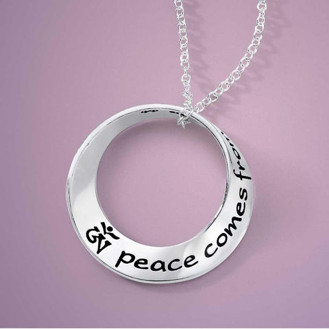 Peace Comes from Within (with Tibetan OM Symbol) - Mobius Necklace